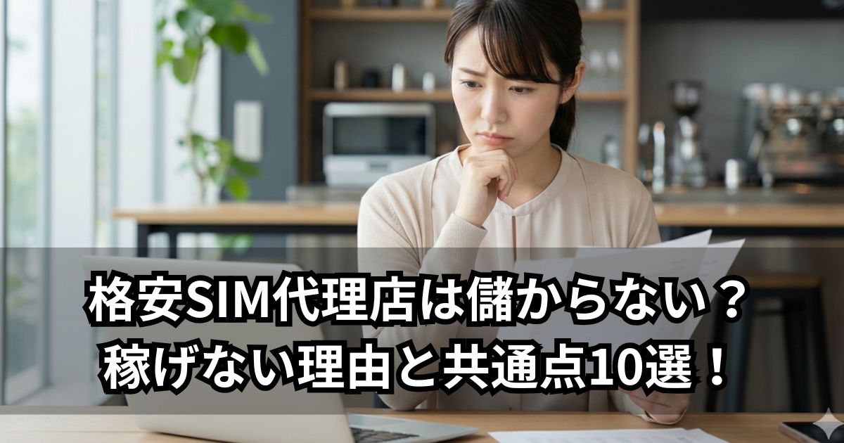 格安SIM代理店は儲からない？稼げない理由と共通点10選！失敗しない選び方まで解説
